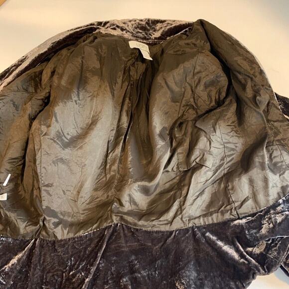 Ann Taylor Loft Jacket Womens 6 Chocolate Crushed Velvet Shawl Peplum Cropped - Picture 10 of 16